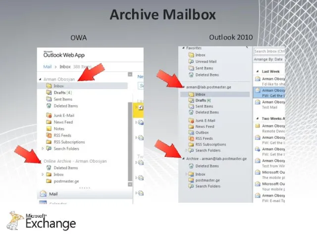 Archive Mailbox OWA Outlook 2010