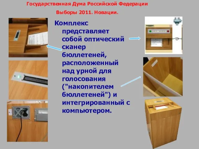 Государственная Дума Российской Федерации Выборы 2011. Новации. Комплекс представляет собой оптический сканер