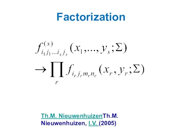 Factorization Th.M. NieuwenhuizenTh.M. Nieuwenhuizen, I.V. (2005)