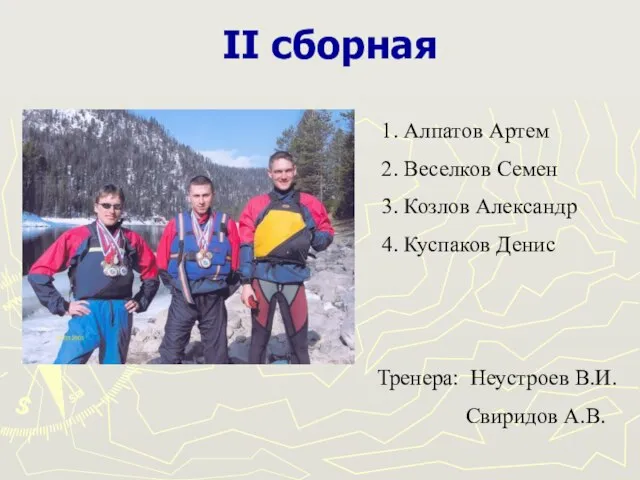 II сборная 1. Алпатов Артем 2. Веселков Семен 3. Козлов Александр 4.