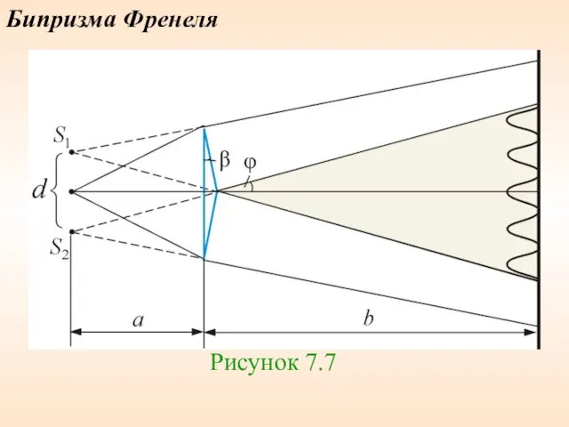 Бипризма Френеля Рисунок 7.7