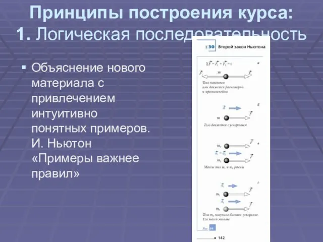 Принципы построения курса: 1. Логическая последовательность Объяснение нового материала с привлечением интуитивно