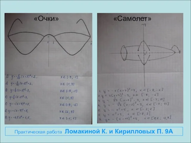 «Очки» «Самолет» Практическая работа Ломакиной К. и Кирилловых П. 9А