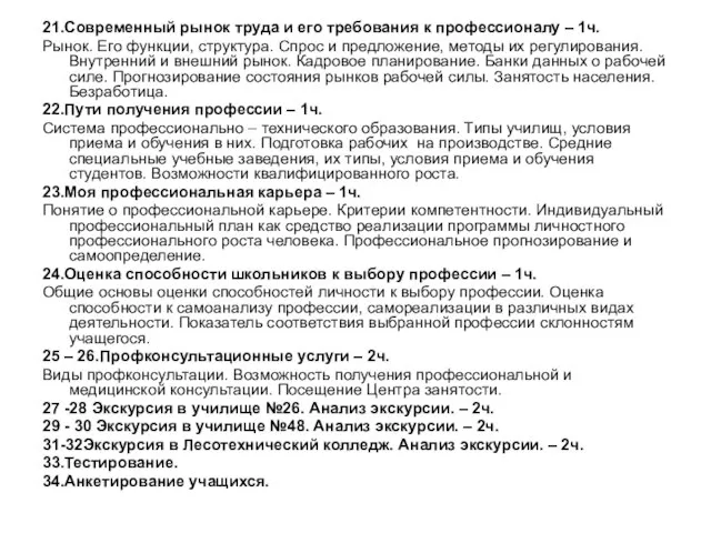 21.Современный рынок труда и его требования к профессионалу – 1ч. Рынок. Его