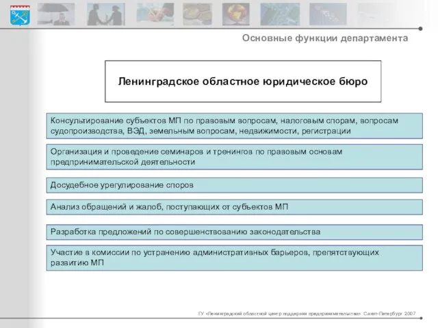 Ленинградское областное юридическое бюро Консультирование субъектов МП по правовым вопросам, налоговым спорам,