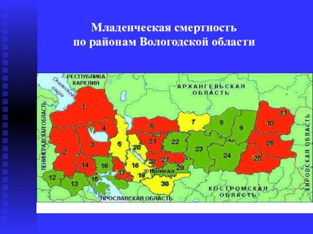 Младенческая смертность по районам Вологодской области