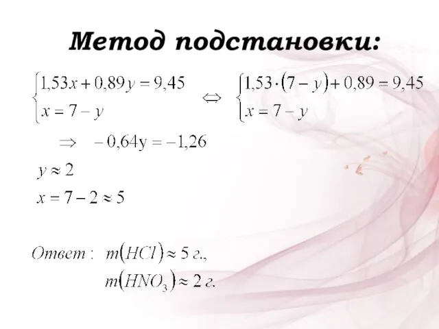 Метод подстановки: