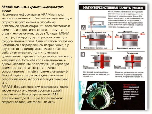 MRAM: магниты хранят информацию вечно. Носителем информации в MRAM являются магнитные моменты,