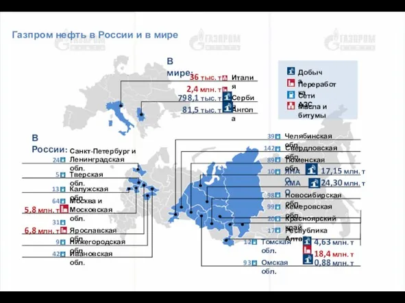 Газпром нефть в России и в мире Красноярский край Кемеровская обл. Республика