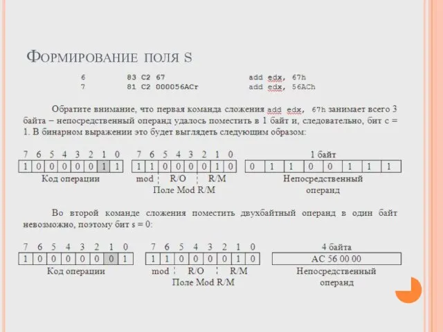 Формирование поля s