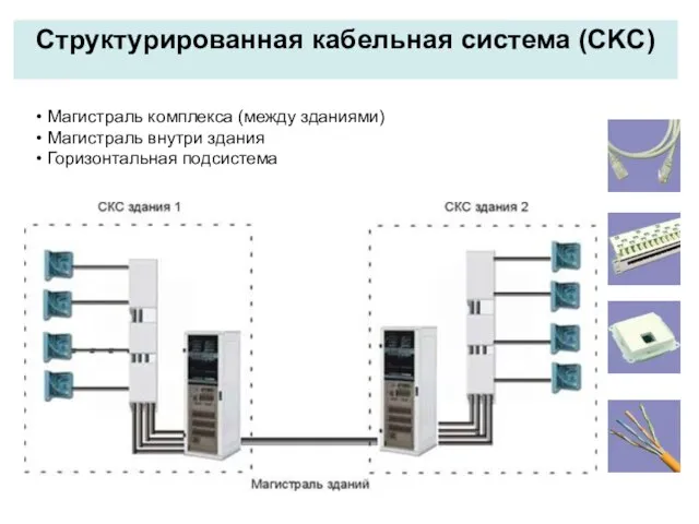 Структурированная кабельная система (CKC) Магистраль комплекса (между зданиями) Магистраль внутри здания Горизонтальная подсистема