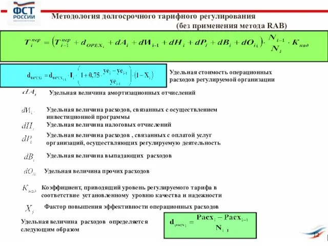 Методология долгосрочного тарифного регулирования (без применения метода RAB) Удельная стоимость операционных расходов