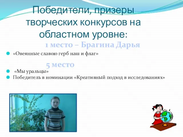 Победители, призеры творческих конкурсов на областном уровне: «Овеянные славою герб наш и