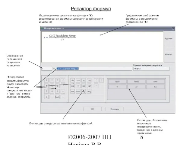 ©2006-2007 ПП Новіков В.В. www.novikov.biz.ua Редактор формул Из данного окна доступны все