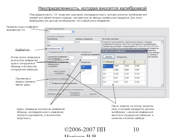 ©2006-2007 ПП Новіков В.В. www.novikov.biz.ua Неопределенность, которая вносится калибровкой "Неопределенность 1.5" позволяет