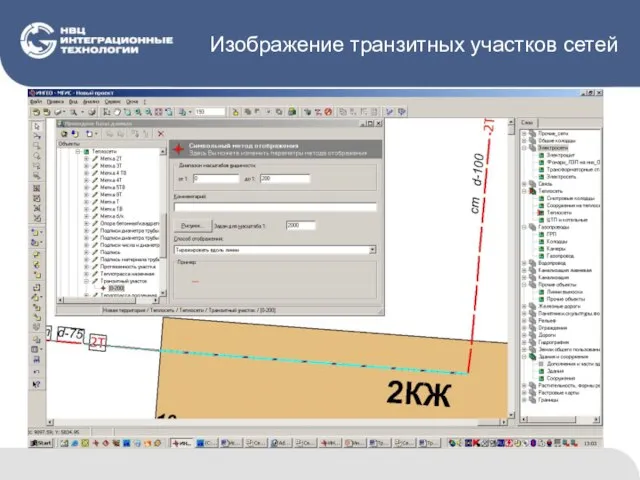 Изображение транзитных участков сетей