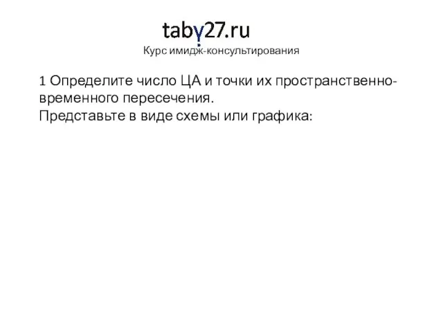 Курс имидж-консультирования 1 Определите число ЦА и точки их пространственно-временного пересечения. Представьте