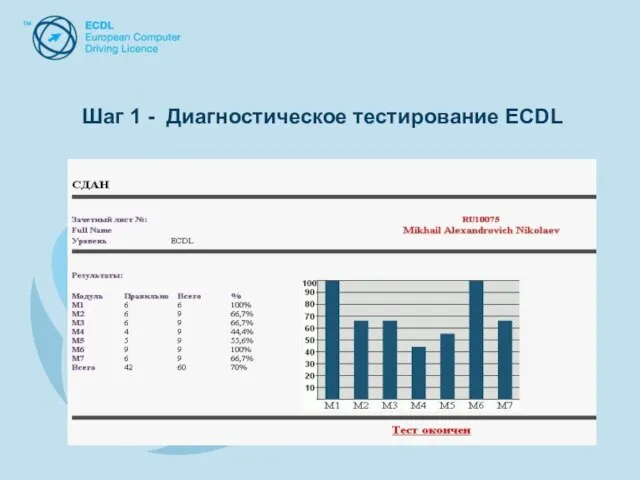 Шаг 1 - Диагностическое тестирование ECDL Шаг 1 - Диагностическое тестирование ECDL