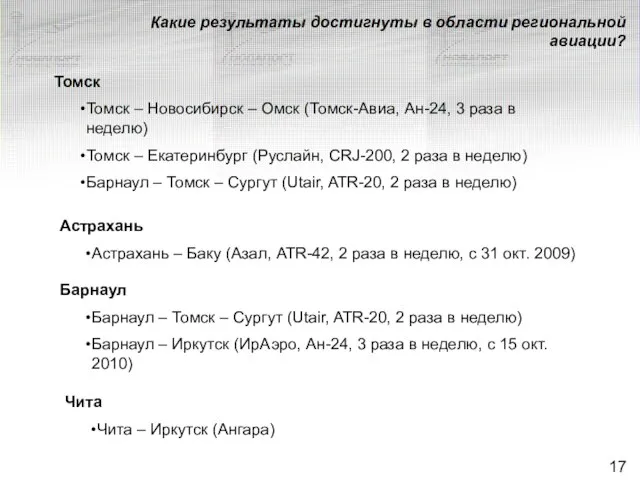 Томск Томск – Новосибирск – Омск (Томск-Авиа, Ан-24, 3 раза в неделю)