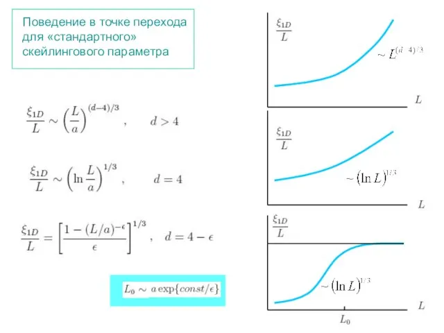 Поведение в точке перехода для «стандартного» скейлингового параметра