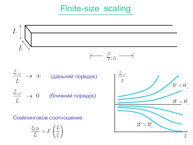 Finite-size scaling (дальний порядок) (ближний порядок) Скейлинговое соотношение