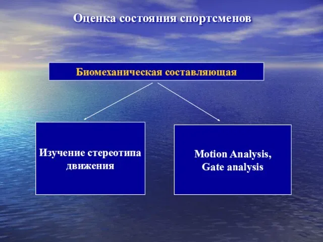 Оценка состояния спортсменов Биомеханическая составляющая Изучение стереотипа движения Motion Analysis, Gate analysis