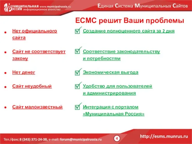 ЕСМС решит Ваши проблемы Нет официального сайта Сайт не соответствует закону Нет