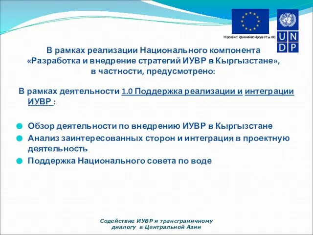 В рамках деятельности 1.0 Поддержка реализации и интеграции ИУВР : Обзор деятельности