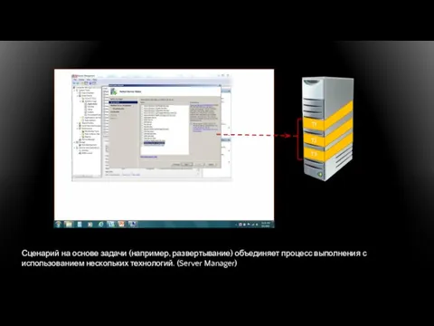 Сценарий на основе задачи (например, развертывание) объединяет процесс выполнения с использованием нескольких технологий. (Server Manager)