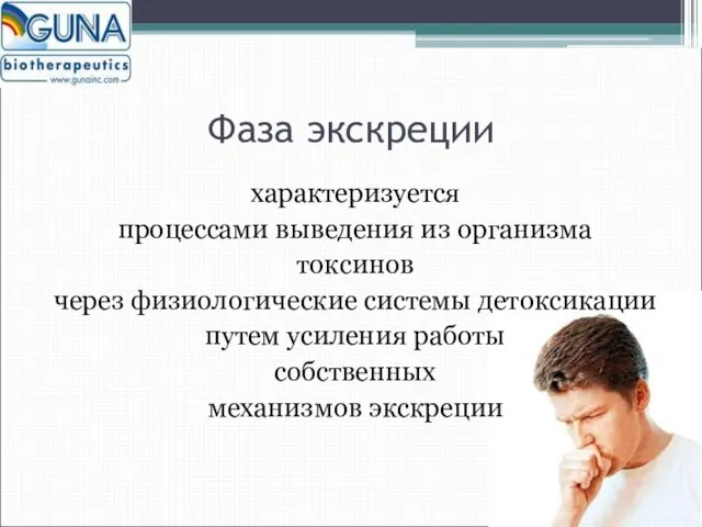 Фаза экскреции характеризуется процессами выведения из организма токсинов через физиологические системы детоксикации