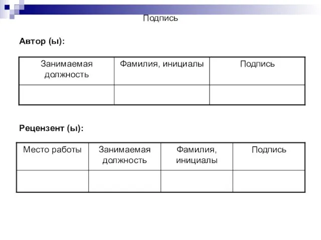 Подпись Автор (ы): Рецензент (ы):