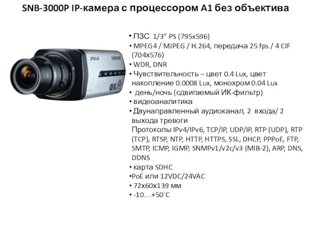 SNB-3000P IP-камера с процессором A1 без объектива ПЗС 1/3” PS (795x596) MPEG4