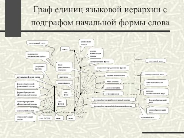 Граф единиц языковой иерархии с подграфом начальной формы слова