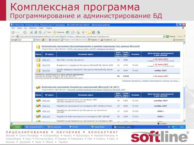 Комплексная программа Программирование и администрирование БД