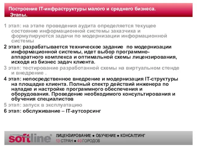 Построение IT-инфраструктуры малого и среднего бизнеса. Этапы. 1 этап: на этапе проведения