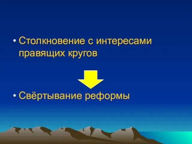 Столкновение с интересами правящих кругов Свёртывание реформы