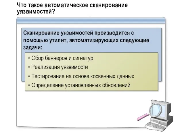 Что такое автоматическое сканирование уязвимостей? Сканирование уязвимостей производится с помощью утилит, автоматизирующих