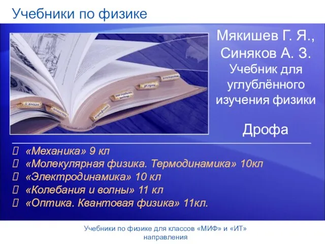 Учебники по физике Мякишев Г. Я., Синяков А. З. Учебник для углублённого