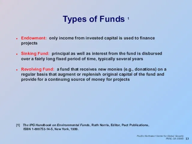 Types of Funds 1 Endowment: only income from invested capital is used