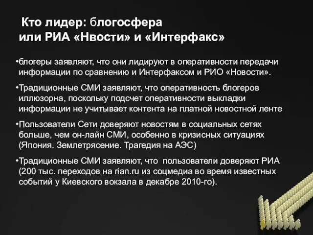 Кто лидер: блогосфера или РИА «Нвости» и «Интерфакс» блогеры заявляют, что они