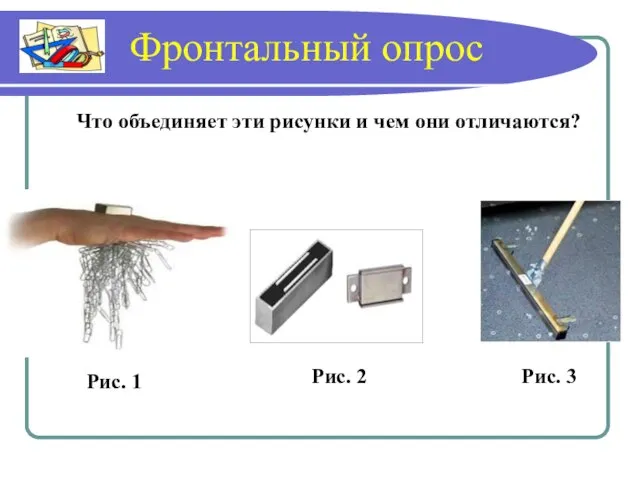 Фронтальный опрос Что объединяет эти рисунки и чем они отличаются? Рис. 1 Рис. 2 Рис. 3