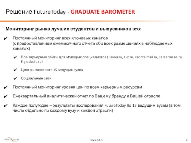 Решение FutureToday - GRADUATE BAROMETER Мониторинг рынка лучших студентов и выпускников это: