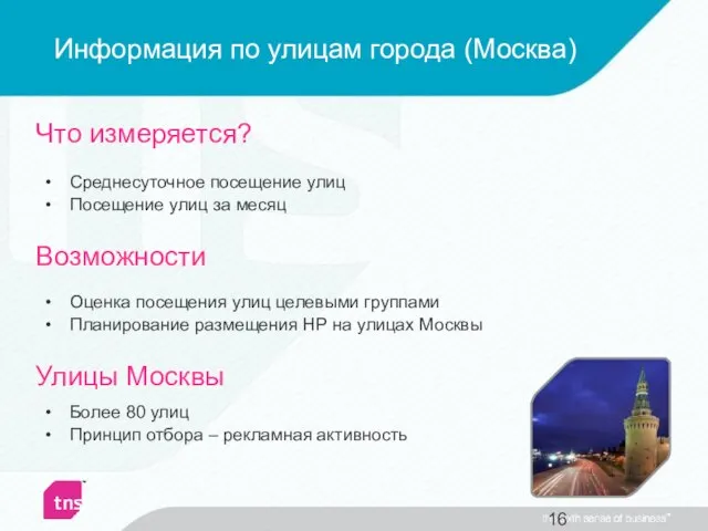 Информация по улицам города (Москва) Среднесуточное посещение улиц Посещение улиц за месяц