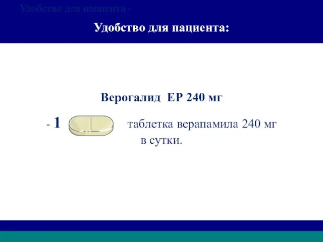 Удобство для пациента: Верогалид ЕР 240 мг - 1 таблетка верапамила 240