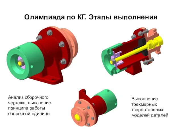 Олимпиада по КГ. Этапы выполнения Анализ сборочного чертежа, выяснение принципа работы сборочной