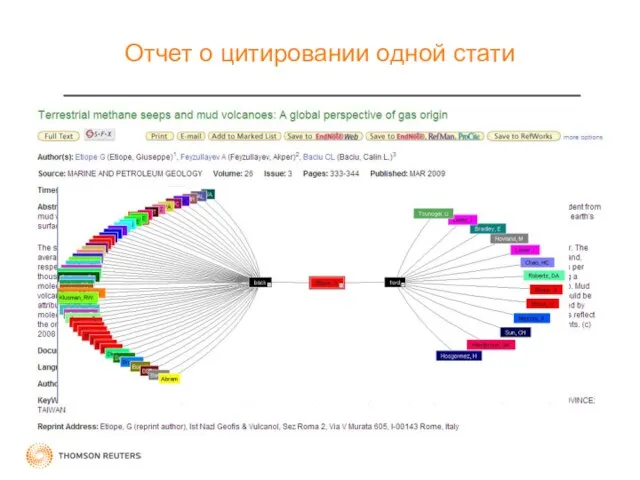 Отчет о цитировании oдной стати