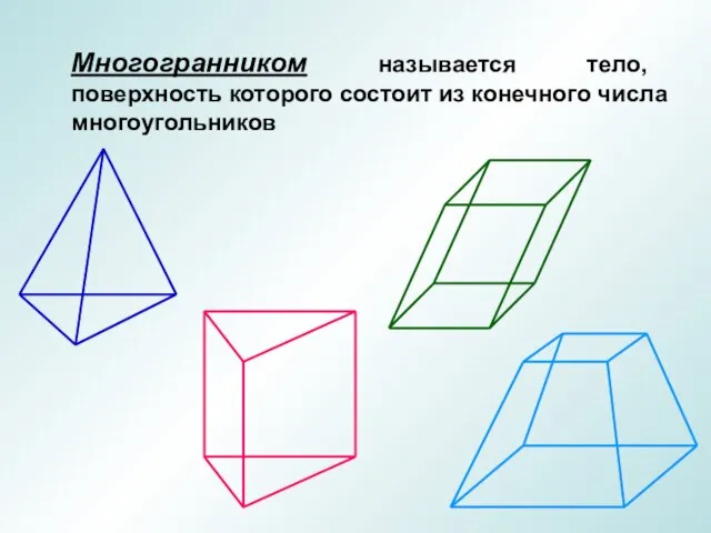 Многогранником называется тело, поверхность которого состоит из конечного числа многоугольников