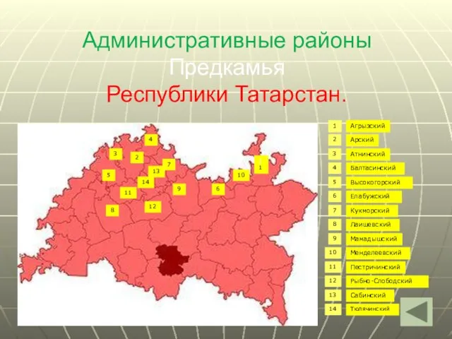 Административные районы Предкамья Республики Татарстан. Агрызский Арский Атнинский Балтасинский Высокогорский Елабужский Кукморский