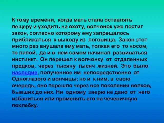 К тому времени, когда мать стала оставлять пещеру и уходить на охоту,