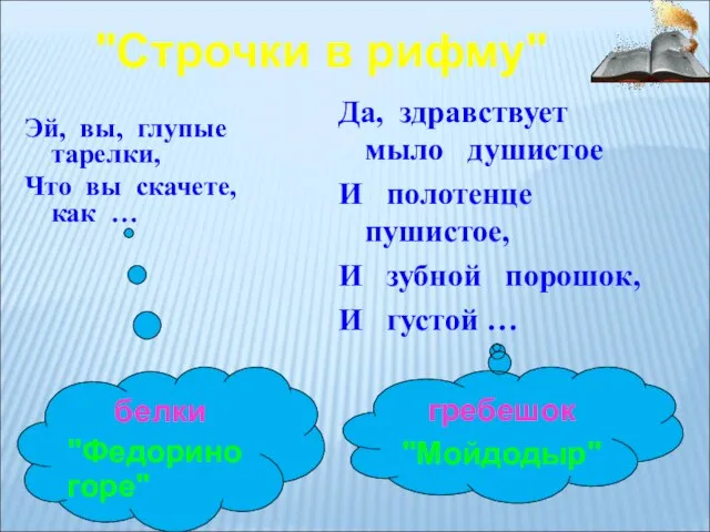 Эй, вы, глупые тарелки, Что вы скачете, как … белки "Федорино горе"